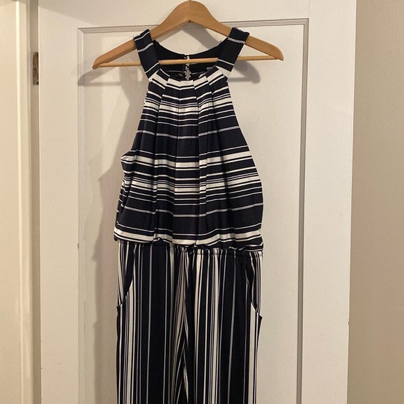 Emma & Michele Pants - Navy Blue Stripped Jumpsuit